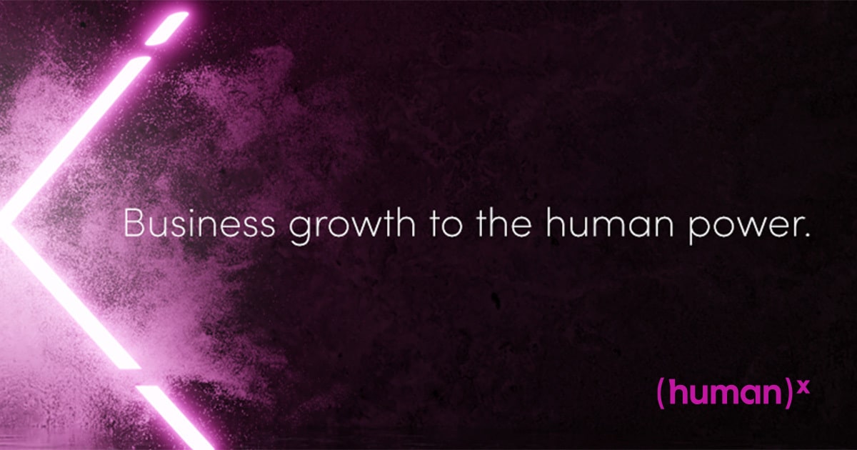 (human)x , a Leap Group Co. logo